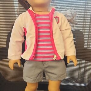 American Girl Striped Pink and Gray Doll Ensemble (3pieces)
